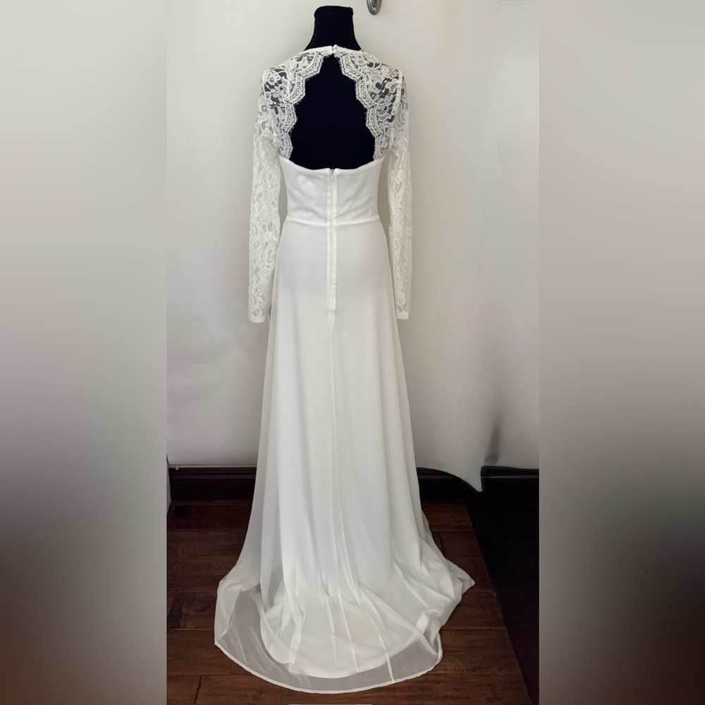 Lulus Promised Forever White Lace Long Sleeve Backless Maxi Dress, Size S, NWT - Picture 9 of 16